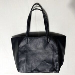 Black Pebbled Faux Leather Tote Bag Purse Shoulder Bag